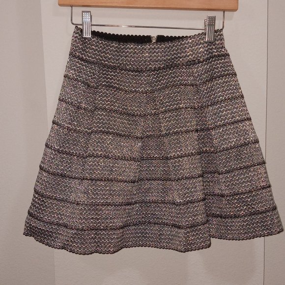 SOLD Anthropologie Ginger G metallic silver and black threading mini skirt - Picture 5 of 5